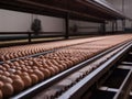 production. egg incubator and conveyor belt for subsequent packaging of eggs Royalty Free Stock Photo