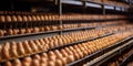 production. egg incubator and conveyor belt for subsequent packaging of eggs Royalty Free Stock Photo