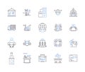 Production enterprise outline icons collection. Enterprise, Production, Manufacturing, Company, Factory, Organization