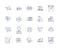 Production enterprise outline icons collection. Enterprise, Production, Manufacturing, Company, Factory, Organization