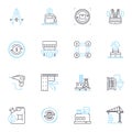 Production facility linear icons set. Assembly, Manufacturing, Automation, Quality, Machinery, Efficiency, Fabrication Royalty Free Stock Photo