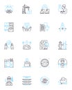 Production facility linear icons set. Assembly, Manufacturing, Automation, Quality, Machinery, Efficiency, Fabrication Royalty Free Stock Photo