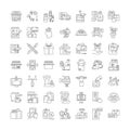 Production factory linear icons, signs, symbols vector line illustration set Royalty Free Stock Photo