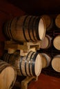 Production of fortified jerez, xeres, sherry wines in dark oak barrels in sherry triangle, Jerez la Frontera, El Puerto Santa Royalty Free Stock Photo
