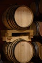 Production of fortified jerez, xeres, sherry wines in dark oak barrels in sherry triangle, Jerez la Frontera, El Puerto Santa Royalty Free Stock Photo