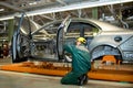 The production line for the assembly of new vehicles