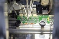 The production line of electronic board with microchip Royalty Free Stock Photo
