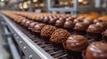 production of many chocolate candies in row