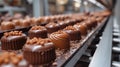 production of many chocolate candies in row