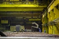 Production at the metallurgical plant. Industrial premises in which copper is cleaned by electrolysis.