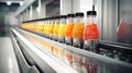 Production of new goods at the factory, modern technologies. orange juice Royalty Free Stock Photo