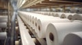 Production of new goods at the factory, modern technologies. toilet paper Royalty Free Stock Photo