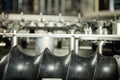 Production of plastic bottles of mineral water lemonade. spilling water bottles. assembly-line production environmentally friendly Royalty Free Stock Photo