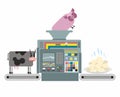 Production of pork and beef dumplings. Russian national apparatus for cooking dumplings. Automated system of manufacture of meat