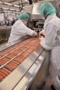 Production of sausages and sausages at the food factory Pitproduct Royalty Free Stock Photo