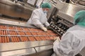 Production of sausages and sausages at the food factory Pitproduct Royalty Free Stock Photo