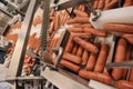 Production of sausages and sausages at the food factory Pitproduct Royalty Free Stock Photo
