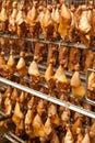 Production of smoked chicken legs. Royalty Free Stock Photo