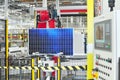 Production of solar cells assembled in a high tech factory Royalty Free Stock Photo