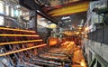 Production of steel in a steel mill - production in heavy industry Royalty Free Stock Photo