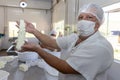 Production of traditional artisanal buffalo cheese mozzarella, in Itanhandu, countryside of Minas Gerais state, Brazil