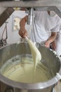Production of traditional artisanal buffalo milk cheese, in countryside of Minas Gerais, Brazil Royalty Free Stock Photo