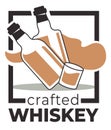 Production of whiskey, extra special components and technology of making. Vector in flat style