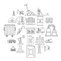 Production workers icons set, outline style Royalty Free Stock Photo