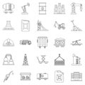 Production workers icons set, outline style Royalty Free Stock Photo