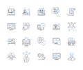 Productive business line icons collection. Efficiency, Organization, Time-management, Collaboration, Innovation