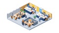 Productive Isometric Open-Plan Office Space, vector design Generative AI Royalty Free Stock Photo