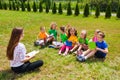 Productive lesson in the summer camp outdoor Royalty Free Stock Photo