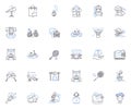 Productive line icons collection. Efficient, Focused, Driven, Organized, Productivity, Goal-oriented, Prioritized vector Royalty Free Stock Photo