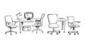 Productive Office Environment: Organized Desks & Chairs, vector design Generative AI Royalty Free Stock Photo