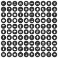 100 productiveness icons set black circle