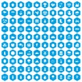 100 productiveness icons set blue Royalty Free Stock Photo