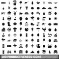 100 productiveness icons set, simple style Royalty Free Stock Photo
