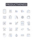 Productiveness line icons collection. Collaboration, Motivation, Workshop, Communication, Training, Development