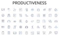 Productiveness line icons collection. communication, collaboration, delegation, leadership, accountability, motivation