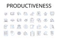 Productiveness line icons collection. Efficiency, Effectiveness, Productivity, Capability, Strength, Competence