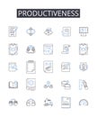 Productiveness line icons collection. Efficiency, Effectiveness, Productivity, Capability, Strength, Competence