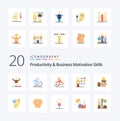 20 Productivity And Business Motivation Skills Flat Color icon Pack like job skills professional skills escape fall failed