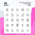25 Productivity And Business Motivation Skills Icon Set. 100% Editable EPS 10 Files. Business Logo Concept Ideas Line icon design Royalty Free Stock Photo