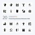 20 Productivity And Business Motivation Skills Solid Glyph icon Pack like career angel partners fall failed Royalty Free Stock Photo