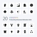 20 Productivity And Business Motivation Skills Solid Glyph icon Pack like trophy cup prize human achievements nonstop