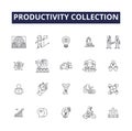 Productivity collection line vector icons and signs. Accomplishment, Organization, Results, Productive, Increase