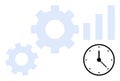 Productivity and Time Management Concept with Gear Icons, Clock, and Bar Graph Elements Royalty Free Stock Photo