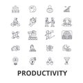 Productivity, efficiency, increase, innovation, business, growth, profit line icons. Editable strokes. Flat design Royalty Free Stock Photo