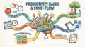 Productivity hacks and mind-flow techniques for enhanced work efficiency Royalty Free Stock Photo