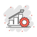 Productivity icon in comic style. Process strategy cartoon vector illustration on isolated background. Seo analytics splash effect